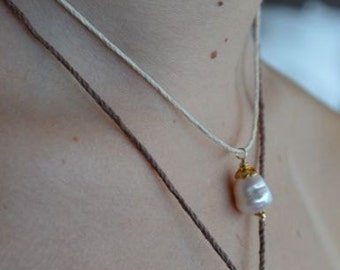 Beach Wedding Pearl Charm choker necklace, Freshwater Pearl Necklace, String Necklace