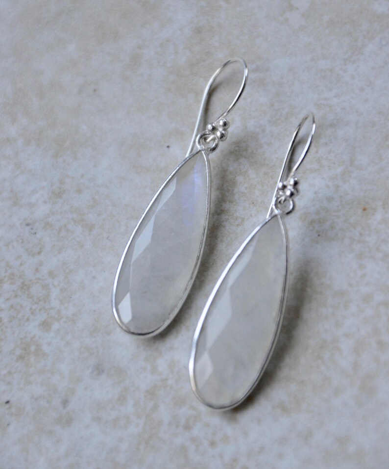 Silver Moonstone Double Strand Necklace Earrings Set