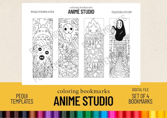 Anime Coloring Bookmarks: Studio Ghibli Style (Digital Download)