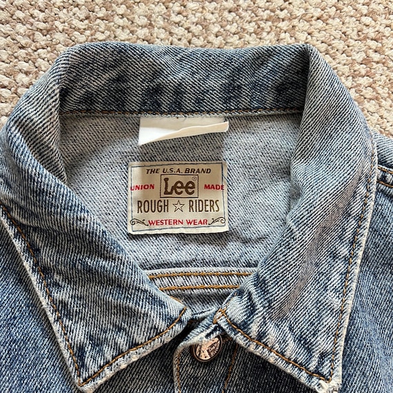 Vintage Lee Distressed Blue Jeans Rough Riders Trucker Western