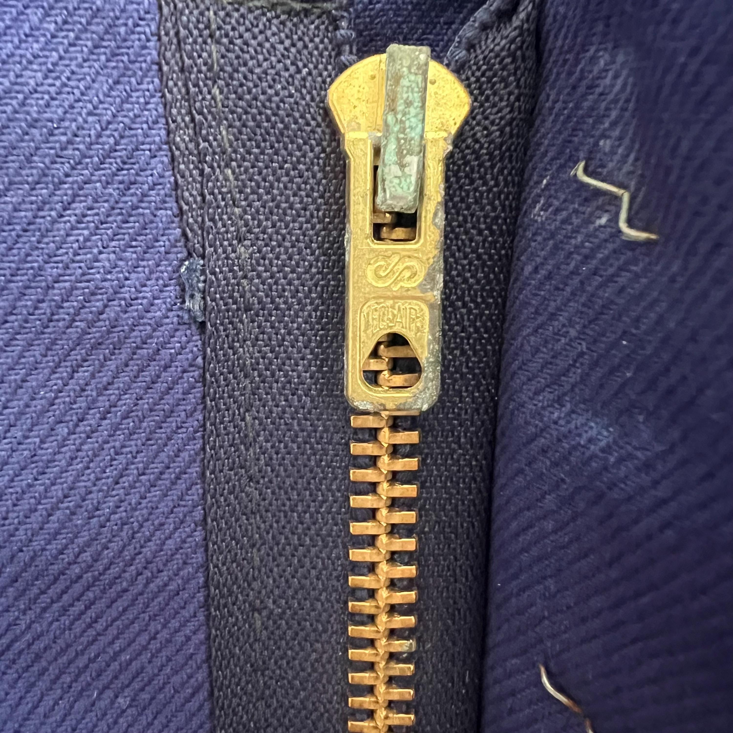 70s Vintage Adolphe Lafont Groupe French Blue Cotton Zip-up Works 