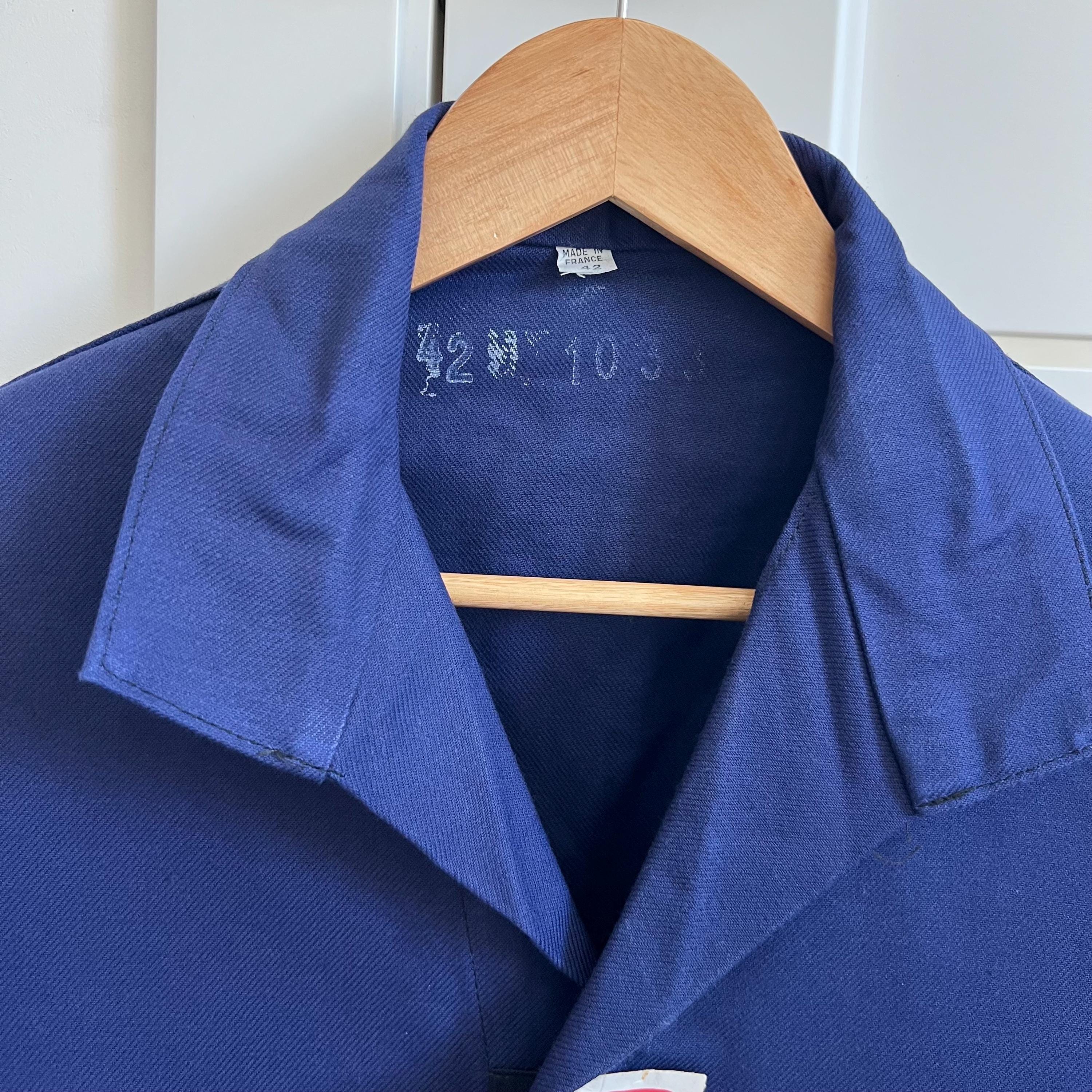 70s Vintage Adolphe Lafont Groupe French Blue Cotton Zip-up Works