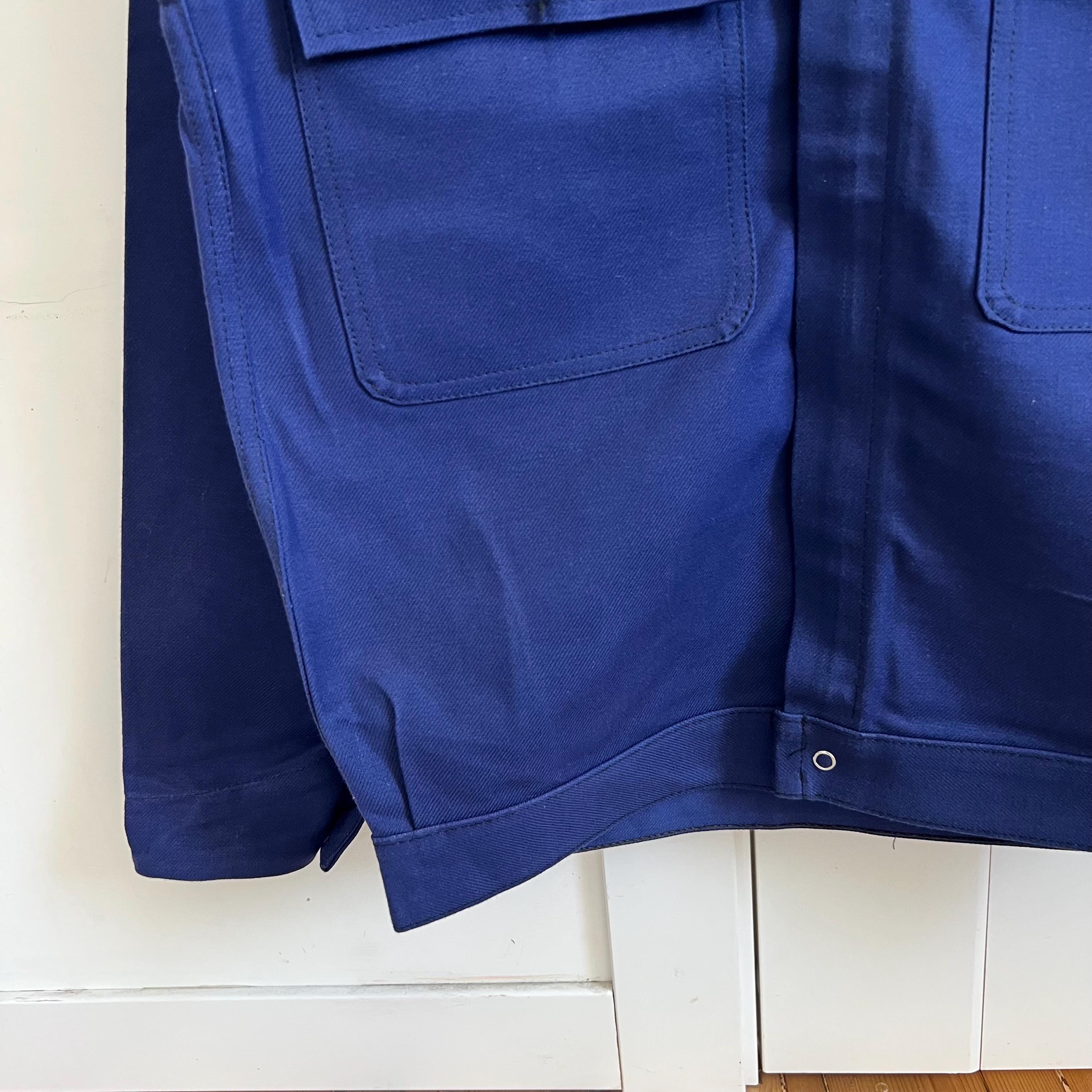 70s Vintage Adolphe Lafont Groupe French Blue Cotton Zip-up Works 