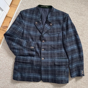 Men's Wool Tweed Trachten Bavarian Loden Tyrolean Jacket Octoberfest Blazer Size 46
