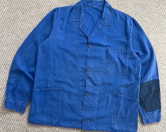 Vintage 70s Workwear French Work Herringbone Jacket Xlarge 80s