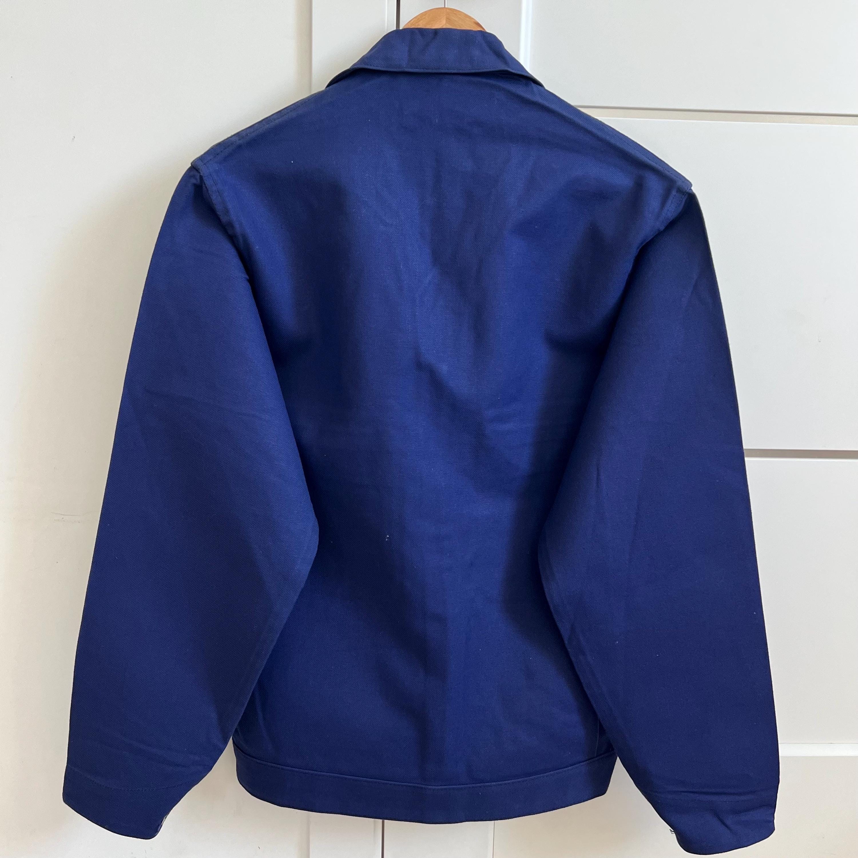70s Vintage Adolphe Lafont Groupe French Blue Cotton Zip-up Works
