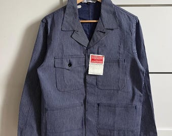 Chaqueta Marsum Vintage Deadstock de algodón a rayas estilo chore French Works Sanfor, talla 46