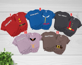 Snow White and Seven Dwarfs Costumes Halloween Shirt, Snow White Seven Dwarfs Family Costume Shirt,7 Dwarfs Halloween Tee, Evil Queen UN1Q04