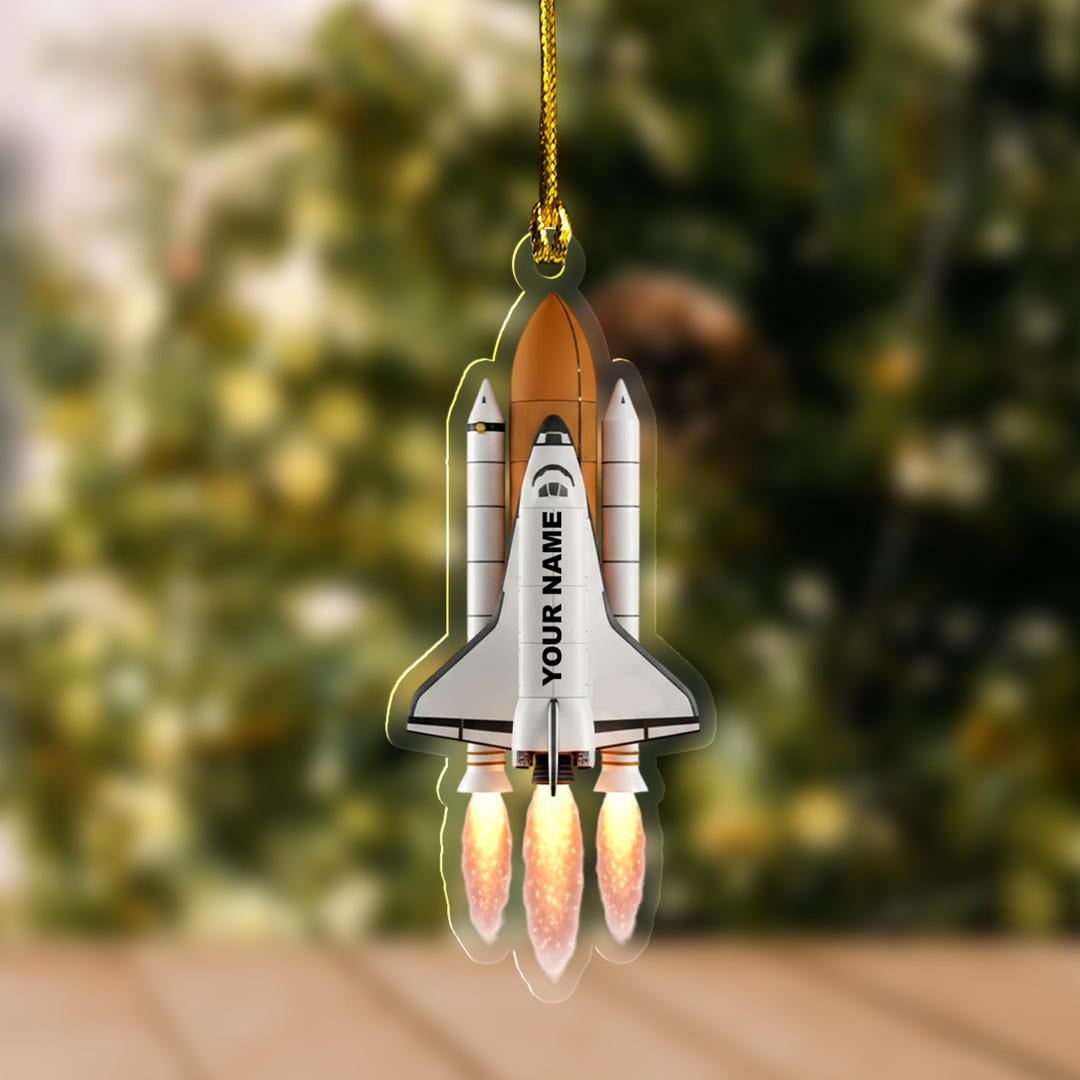 Personalized Space Shuttle 2D Flat Ornament, Custom Rocket Ship Name ...