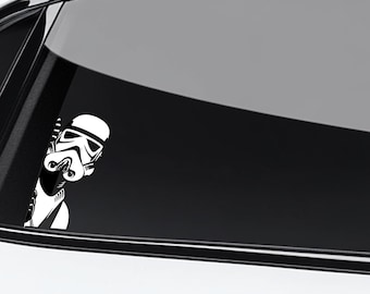 Stormtrooper and Darth Vader Peeker Peeking Car Window Decals - Bumper Waterproof Stickers - Star Wars - Pack Stickers UNYESK03-1