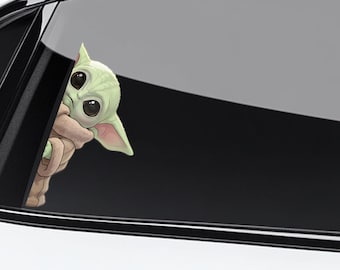 Yoda Grogu and Groot Peeker Peeking Car Window Decals - Star Wars Bumper Waterproof Vinyl Stickers - Pack Stickers UNZ3SK06