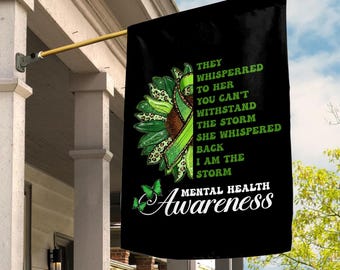 Mental Health Awareness Garden Flag, Green Ribbon USA Flag, Support Mental Health Yard Decor, Awareness Outdoor Flag UOWI03