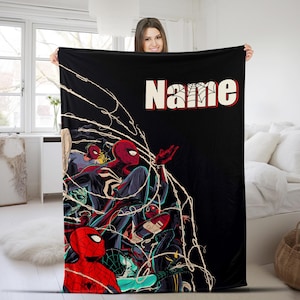 Personalized Peter Parker Spiderman Blanket Spiderman Fleece Blanket Spiderman Birthday Theme Party Spiderman Christmas Gift For Kids KCTN21