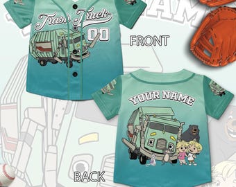 Personalized Trash Truck Baseball Jersey,Hank Trash Truck Walter Youth Adult Baseball Team,Trash Truck Family Group Matching UNZC16