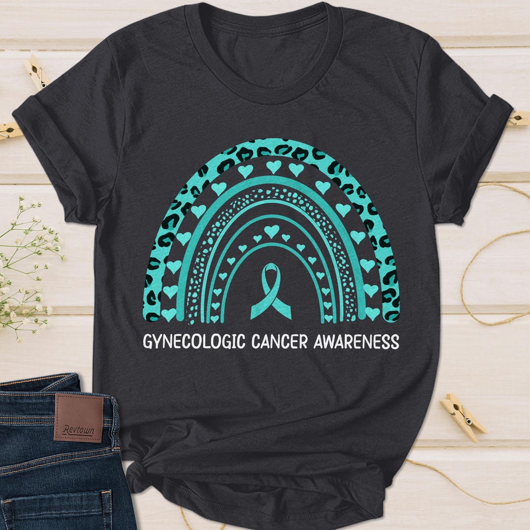 Gynecologic Cancer Awareness Shirt,cancer Teal Ribbon Shirt,ovarian ...