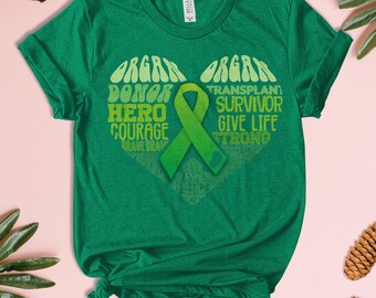 Camiseta con lazo verde "Donación de Órganos", camiseta sin mangas, concientización sobre la donación de órganos, regalos para hombres y mujeres UMWH07