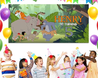 The Jungle Book Birthday Banner, Jungle Book Movie Birthday Banner Decoration UNWH25