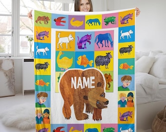 Brown Bear Blanket, Brown Bear What Do You See Decor, Brown Bear Room Decor, Brown Bear Gift Custom Blanket SK2J14