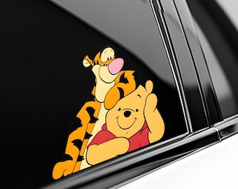 Tigger and Pooh Peeker Peeking Car Window Decal - Bumper Waterproof Vinyl Sticker - Disney Winnie the Pooh - Pack Stickers UNX4SK08