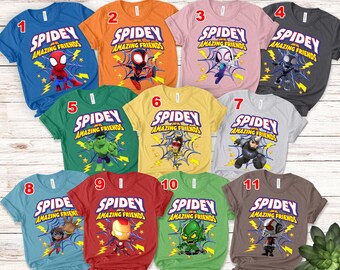 Spidey And Friends Shirt, Super Hero Family Shirt, Spider Birthday Party Shirt, Family Matching Gift, Kids Birthday Shirt SJ1433