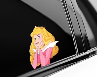 Dreamy Princess Aurora Peeker Sticker, Car Window Decals - Bumper Vinyl Stickers Fairytale Peeker Sticker Pack Stickers  UNXCSK03