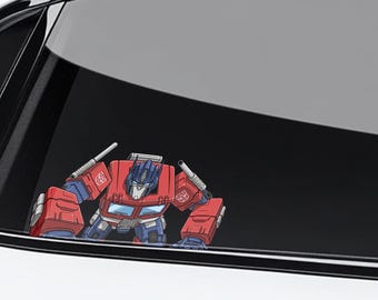 Transformers Peeker Peeking Car Window Decals - Bumper Waterproof Stickers - Optimus Prime, Megatron, Nemesis Prime Pack Stickers UNZNSK02