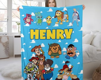 Personalized Disney Pixar Toy Story Blanket, Custom Name Baby Disney Blanket, Toy Story Family Birthday Boy Girl Blanket SKZX06