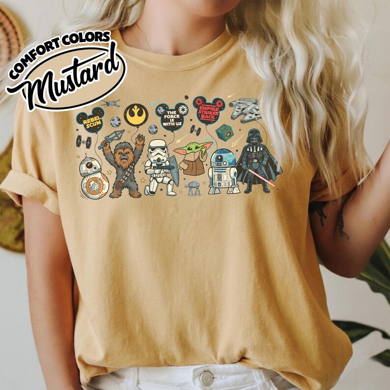 Camiseta Comfort Colors con personajes de Star Wars, camiseta de globos de Disney de Star Wars, camiseta de regalo de Star Wars, Baby Yoda, vacaciones en Disneyland de Star Wars UOVO08-CF imagen 14