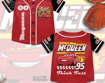 Custom Cars Lightning Mcqueen Baseball Jersey Team, Collection Choose Style, Personalized Jersey, Disney Baseball Team Outfit UNZ503