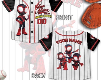 Custom Spidey And His Amazing Friends Baseball Jersey,Spider Verse Baseball Jersey Junior Hero Team,Disney Group Trip Baseball Jersey UNZ505
