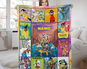 A Goofy Movie Fleece Blanket, Goofy Max And Roxanne Home Decor, Throw Blanket For Kid Baby Adults, Cute Christmas Gift SK3513