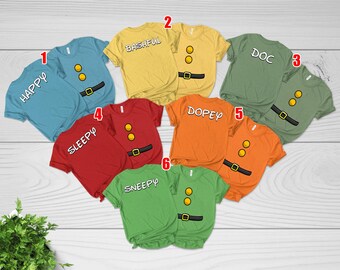 Snow White and Seven Dwarfs Costumes Halloween Shirt, Snow White Seven Dwarfs Family Costume Shirt,7 Dwarfs Halloween Tee, Evil Queen UN1Q04