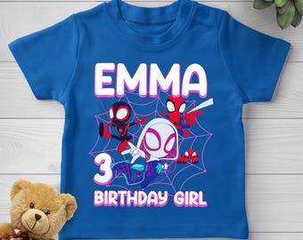 Spiderman Birthday Shirt, Spidey And His Amazing Friends Tshirt, Personalized Spidey Family Birthday Shirt, Ghost Spider, Spider Tee SKTG16