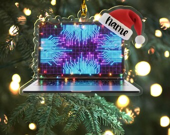 Custom Name Computer Programmer Laptop 2D Flat Ornament, Christmas Tree Hanging Decor, Christmas Ornament, Flat 2D Ornament UN4L17