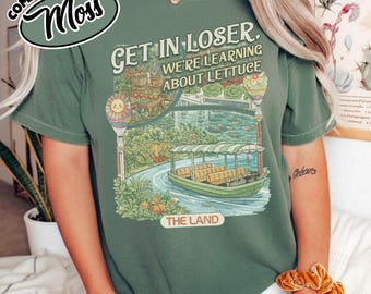 Camiseta retro inspirada en Epcot, "Vivir con la tierra", colores cómodos y estéticos. Parque Disney: "Entra en Loser, vamos a aprender sobre la lechuga". SMSD02-CF