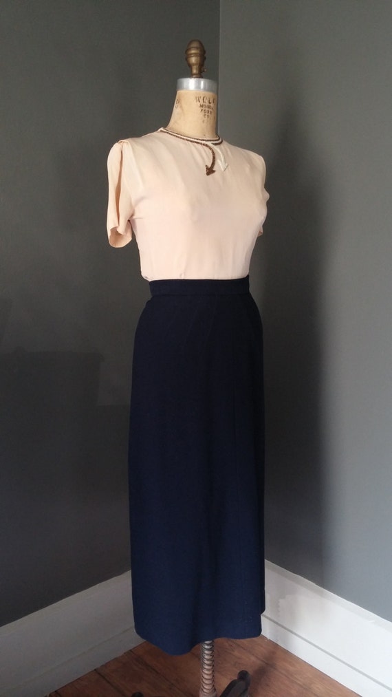 1940s Navy Boiled Wool Pencil Skirt Art Deco Fine Tailoring - Etsy