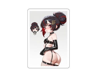 Booty Sexy Pawg Goth Alt Girl Chibi with Clips Waifu Anime Sticker Die-Cut Stickers
