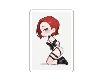 Booty in Black Spandex Redhead and Cuffed Redhead Milf  Chibi Waifu Anime Sticker Die-Cut Stickers