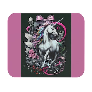 Rainbow Unicorn Mouse Pad, Fantasy Desk Mat, Magical Office Decor, Soft Gaming Mousepad, Cute Kawaii Unicorn Gift