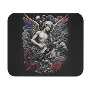 Celestial Angel Mouse Pad: Gothic Cherub Desk Mat