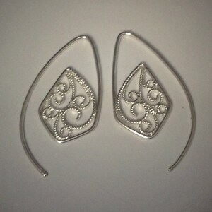 Filigree Sterling Silver Blade Earrings In The Style Of An Etsy