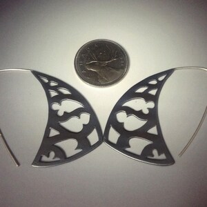 Gothic Blade earrings hand cut from blackened copper with sterling silver earwires image 2