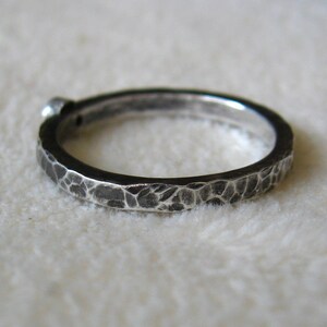 Distressed sterling silver stacking ring with orange cubic zirconia or your choice of stone made to order image 4