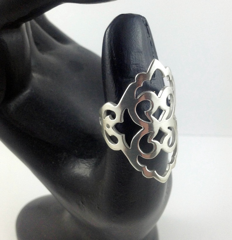 Big Patterned Rings Beautiful Large Damask Patterned Sterling Silver Ring for Thumb or ...
