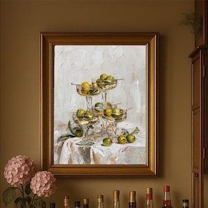 Gift For Housewarming Martini Wall Art PRINT Olive Still Life Vintage Eclectic Dining Room Decor
