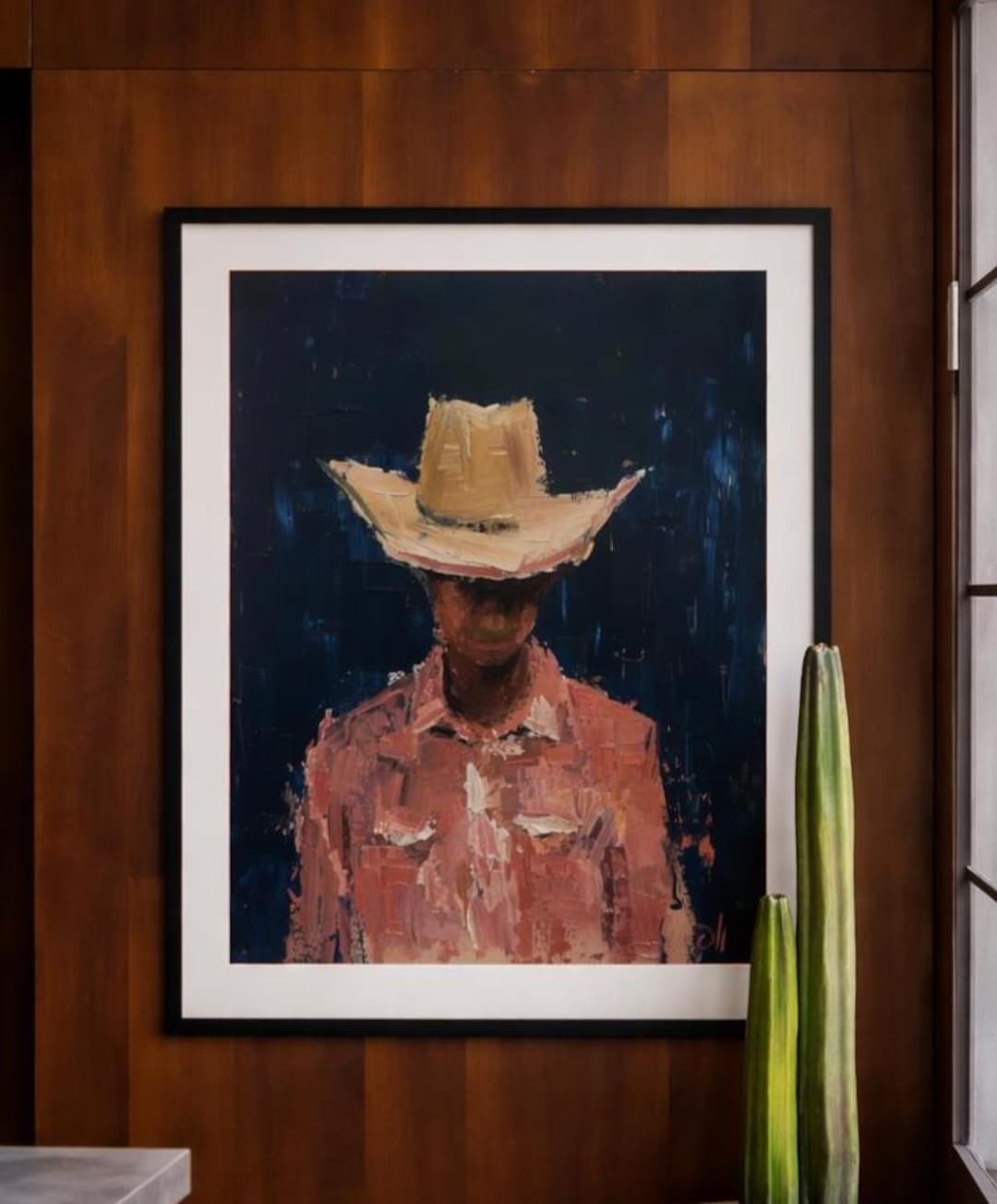 Cowboy Portrait Wall Art Modern Western Painting Abstract Ranch Decor ...