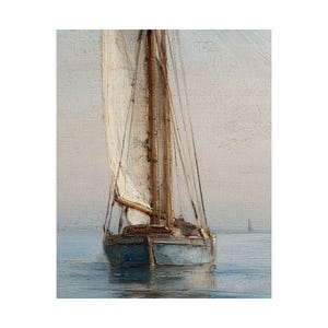 Vintage Sailboat Wall Art Print Nautical Coastal Decor Beach House ...