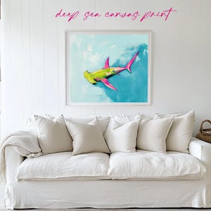 Hammerhead Shark Print Square Fish Canvas Art Print | Ocean Decor Wall Art | Coastal Chic Fish Canvas Art Unique Gift for Fish Lovers