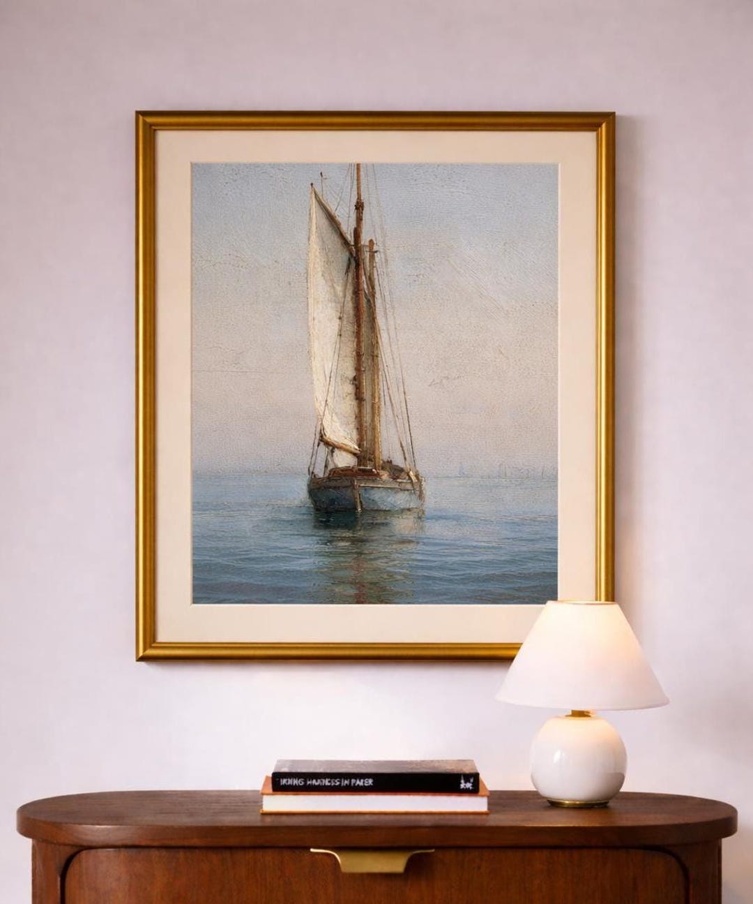 Vintage Sailboat Wall Art Print Nautical Coastal Decor Beach House ...