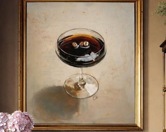 Espresso Martini Wall Art Print Coffee Cocktail Bar Decor Modern Kitchen Wall Art Drink Poster Hand Painted